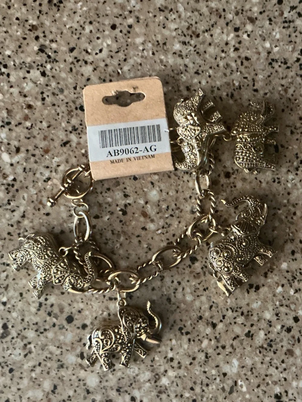 New Vintage Brushed Gold Elephant Bracelet - Picture 1 of 4